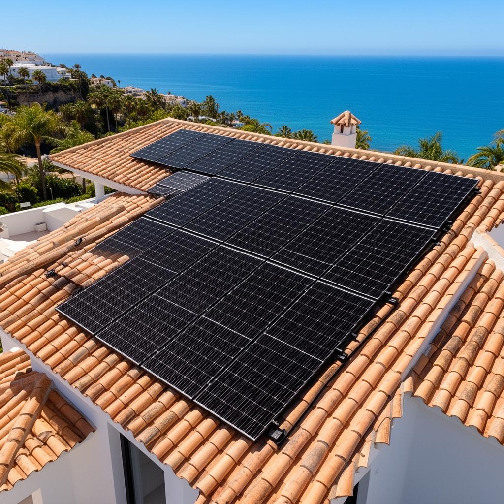 Placas solares fotovoltaicas con inversor y baterías